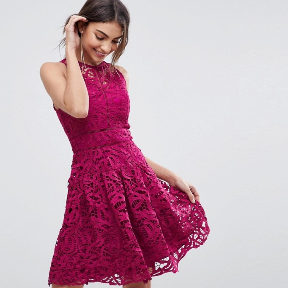 Adelyn Rae Dylan Crochet Lace Fit & Flare Dress